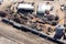 An aerial view of a metal recycling yard