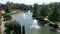 Aerial view, Mezhyhirya residence of the former president of Ukraine Viktor Yanukovych. Beautiful lakes with fountains.