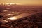 Aerial view of Miami in golden afternoon