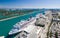 Aerial view of Miami Port and city skyline, Florida