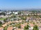 Aerial view of middle class neighborhood street with residential house