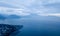 Aerial view of Miho sea at sunrise in Shizuoka. Japan. Water sur