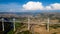 Aerial view of Millau city and Viaduct in the Aveyron