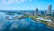 Aerial View of Milwaukee Waterfront and Skyline with Iconic Pavilion