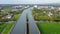 Aerial view of Minden Water Bridge over Weser River, Mittellandkanal, Minden, Germany.