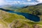 Aerial view of the Miner`s Track leading towards Llyn Llydaw on the flanks of Snowdon, Wales
