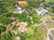 Aerial view of mineral mining area - stock photo