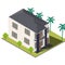 Aerial view of minimalise home isometric illustration