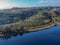 Aerial view of Miramar reservoir in the Scripps Miramar Ranch community, San Diego, California.