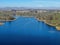 Aerial view of Miramar reservoir in the Scripps Miramar Ranch community, San Diego, California.