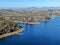 Aerial view of Miramar reservoir in the Scripps Miramar Ranch community, San Diego, California.