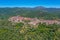 Aerial view of Miranda del Castanar village in Spain.