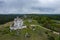 Aerial view of Mirow Castle, Eagles Nests trail. Medieval fortress in the Jura region near Czestochowa.  Silesian Voivodeship.