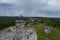 Aerial view of Mirow Castle, Eagles Nests trail. Medieval fortress in the Jura region near Czestochowa.  Silesian Voivodeship.