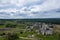 Aerial view of Mirow Castle, Eagles Nests trail. Medieval fortress in the Jura region near Czestochowa.  Silesian Voivodeship.