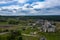 Aerial view of Mirow Castle, Eagles Nests trail. Medieval fortress in the Jura region near Czestochowa.  Silesian Voivodeship.