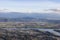 Aerial View of Mission City, Fraser River and Mnt Baker in background.