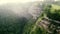 Aerial view with mist around the waterfall of Gujuli, Spain.