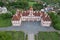 Aerial view of the Mnichovo Hradiste historical old castle in central Europe, Czech republic