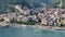 Aerial view of a modern beach in Maiori, Italy.