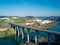 Aerial View modern bridge near Village Mertola