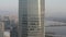 Aerial view of a modern building skyline, with the details of the glass window wall