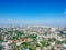 Aerial view of modern building skyscraper sunny day