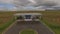 Aerial View Modern Checkpoint and Wet Empty Road