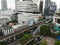 Aerial view of modern city bangkok with building and sky train transportation