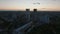 Aerial view of modern high rise hotel buildings against twilight sky. Charlottenburg neighbourhood, Berlin, Germany