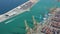 Aerial view of modern industrial port in Barcelona