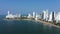 Aerial View of the modern Skyline of Cartagena de Indias in Colombia on the Caribbean coast of South America. Free span