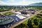 aerial view of a modern wastewater treatment plant