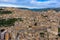 Aerial view of Modica, Sicily, Italy. Modica (Ragusa Province), view of the baroque town. Sicily, Italy. Ancient city Modica from