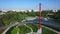 Aerial view of the Moghioros park in Bucharest, landing, Romania