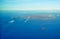 Aerial view of Molokini and Kahoolawe island