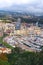 Aerial view of Monaco port. Port Fontvieille, Monaco Ville, topview from Monaco Ville, azure water, harbor, luxury apartments, yac