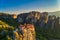 Aerial view from the Monastery Rousanou in Meteora, Greece