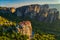 Aerial view from the Monastery Rousanou in Meteora, Greece