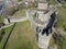 Aerial view at Montebello castle at Bellinzona on the Swiss alps