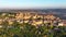 Aerial view of Montepulciano, Cathedral, Piazza Grande and Palazzo Comunale