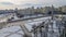 Aerial view of monument Near Building Museum Of The Great Patriotic War In Minsk in wintertime