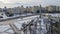 Aerial view of monument Near Building Museum Of The Great Patriotic War In Minsk in wintertime