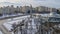 Aerial view of monument Near Building Museum Of The Great Patriotic War In Minsk in wintertime.