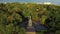 Aerial view monument saint Prince Vladimir with cross in summer park Kiev city