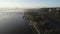 Aerial view of the monument to the Motherland Mother in Kiev and the Navodnytsky Park with a monument to the founders of