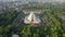 Aerial view of Monument to the Recapture of Yogyakarta. Historical Building in a Cone Shape. Monjali or Monumen Jogja Kembali.