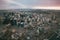 Aerial view and moody sky over Calgary