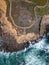 Aerial view of moonstone beach with sea waves towards the sand