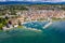 Aerial view of Morges castle in the border of the Leman Lake in  Switzerland